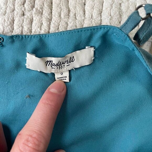 Madewell 100% Silk Turquoise Sundress - Size 2 - Picture 3 of 5